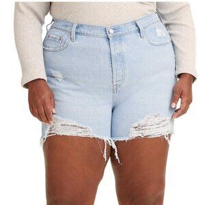 Levi's 501 High Rise Distressed Denim Shorts Plus Size 24W